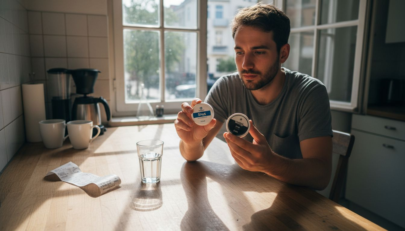 Am Küchentisch wird darüber diskutiert, was besser ist: Snus oder Vape.