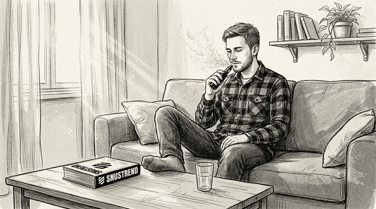 Person dampft zu Hause – Vape-Sicherheit und Risiken