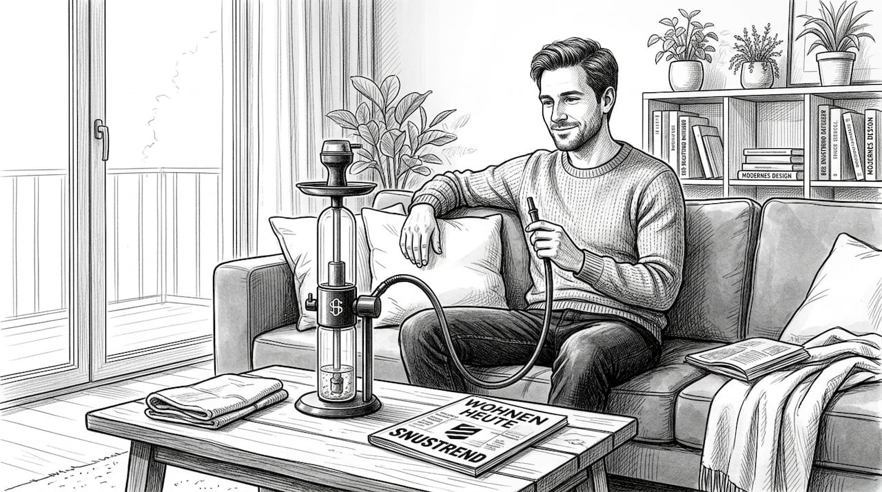 Ein Mann genießt die Stündenglass im heimischen Wohnzimmer.