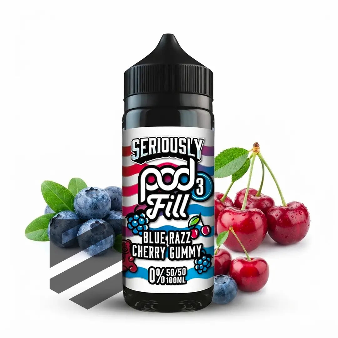 Seriously Pod Fill 3 - Blue Razz Cherry Gummy 50/50 0mg 100ml Shortfill