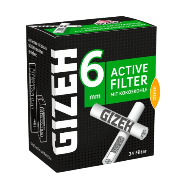 GIZEH - Active Filter 6mm - Black - Box 34Stk.