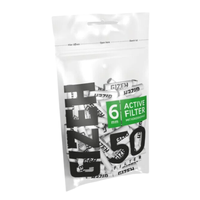 GIZEH - Active Filter 6mm - Black - Bag 50Stk.