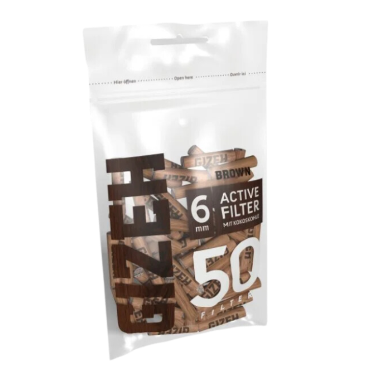 GIZEH - Active Filter 6mm - Brown - Bag 50Stk.