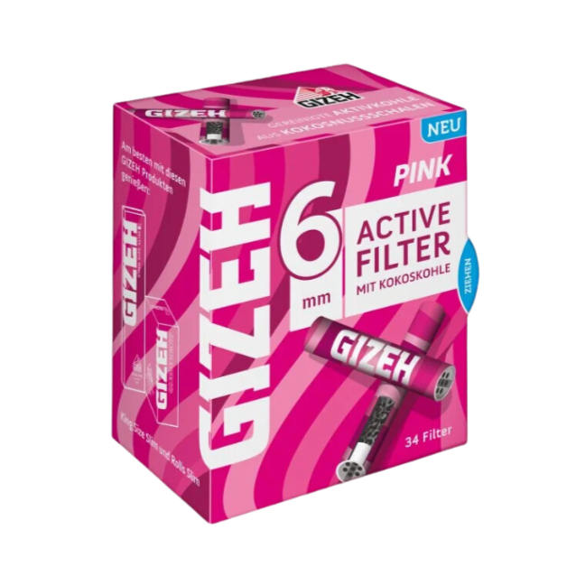 GIZEH - Active Filter 6mm - Pink - Box 34Stk.