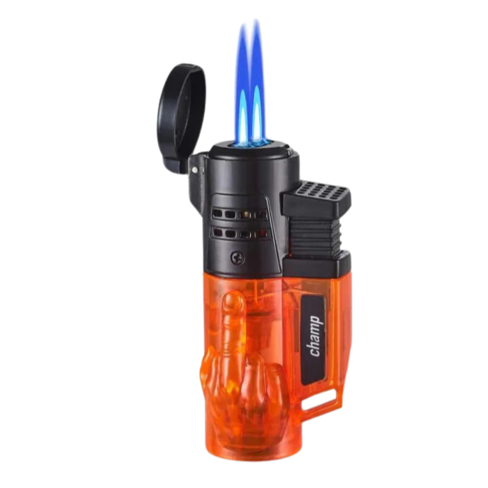Champ - Fuck You Feuerzeug mit 2 blauen Flammen Orange