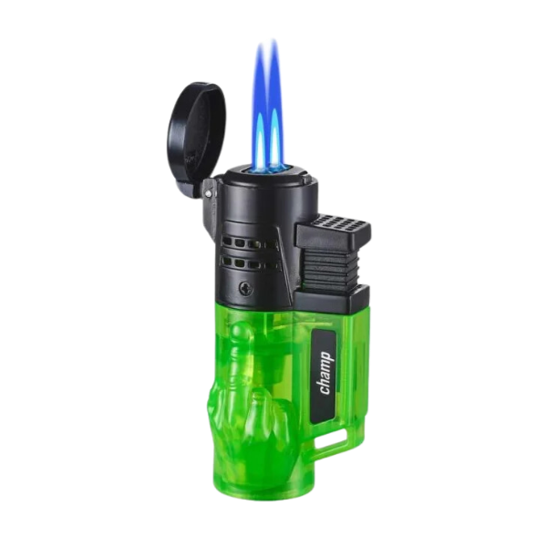 Champ - Fuck You Feuerzeug mit 2 blauen Flammen Green