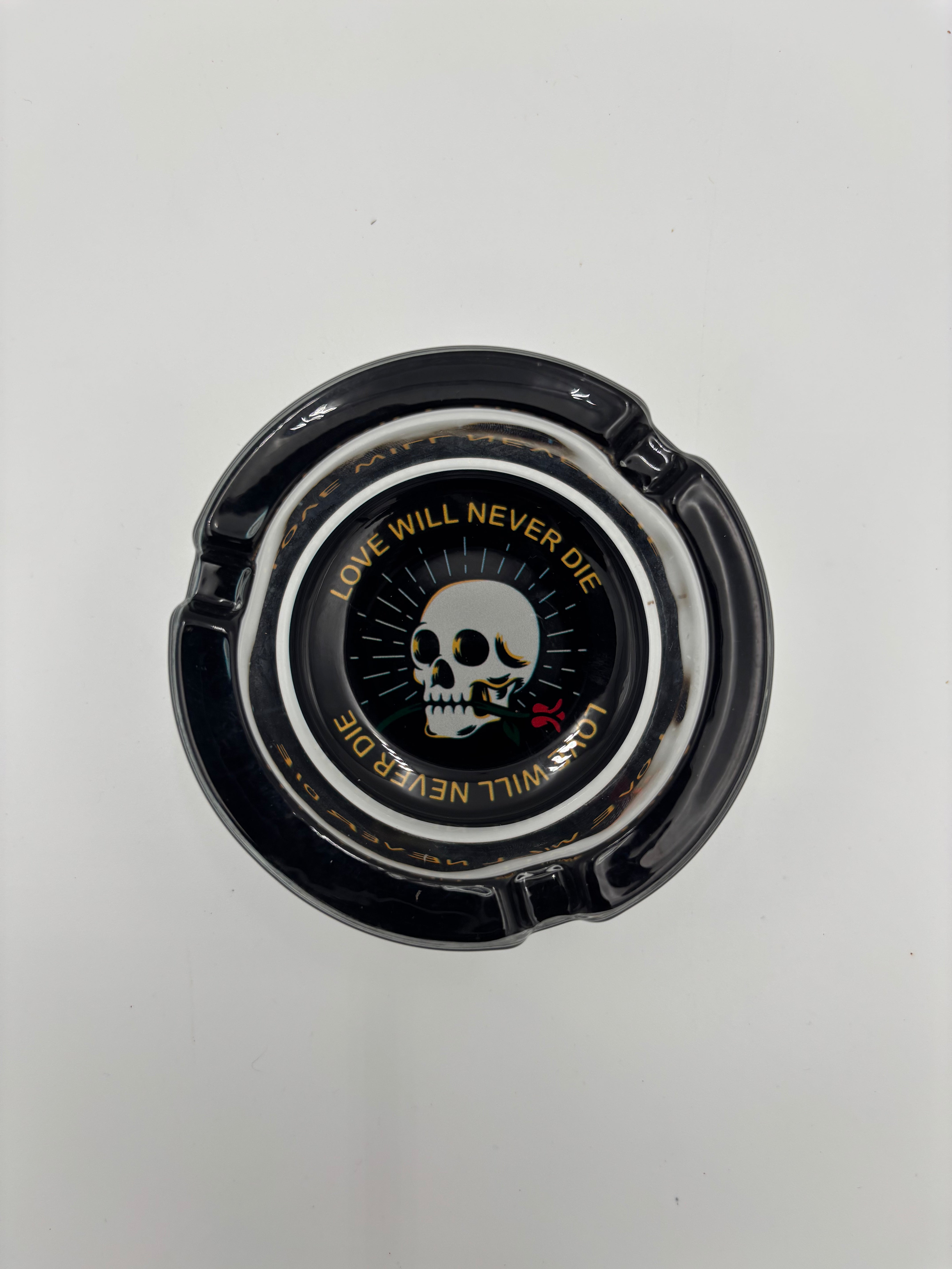 Champ Skull Glas Aschenbecher rund