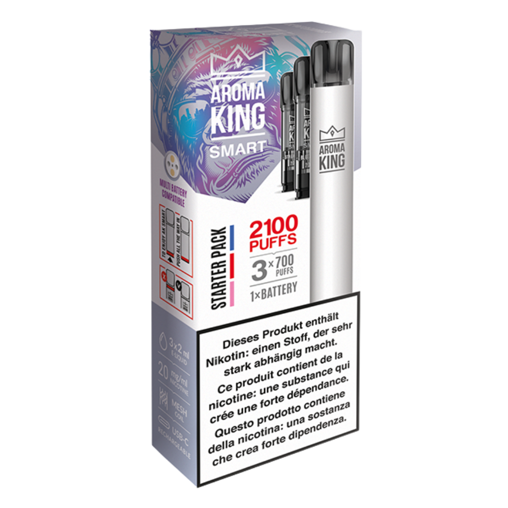 Aroma King - Smart Starterset - 1x Akkuträger weiss & 3x Pods 20mg