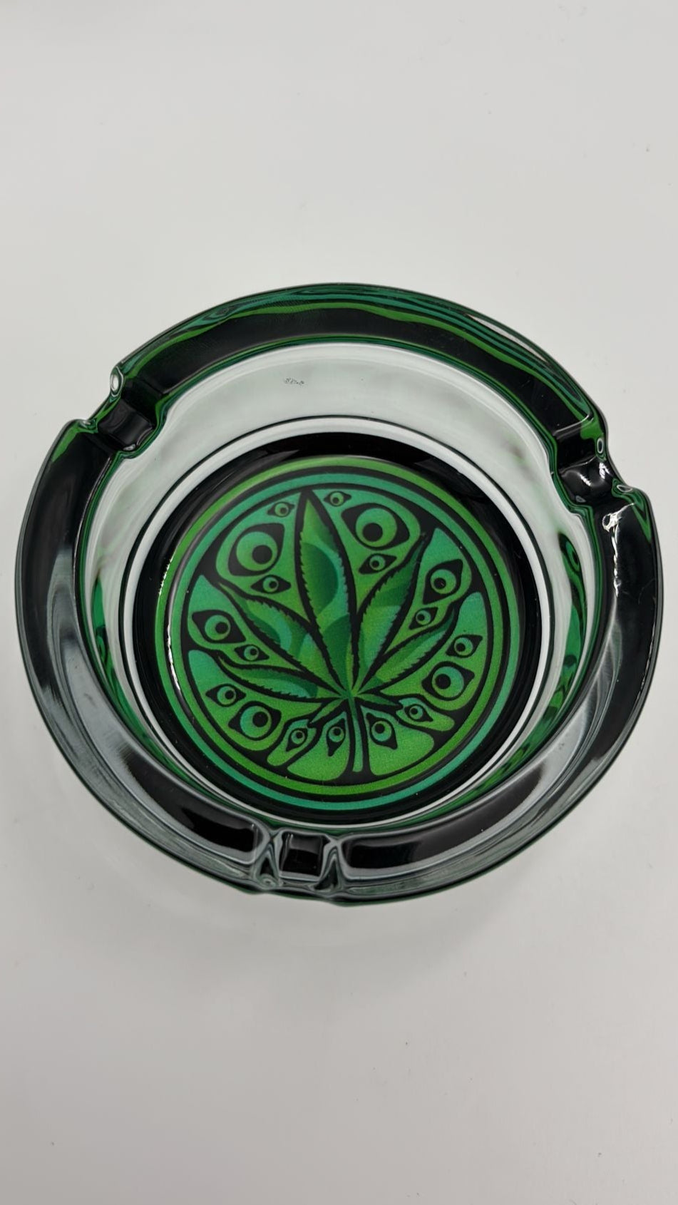 Hemp Leaves Glas Aschenbecher rund
