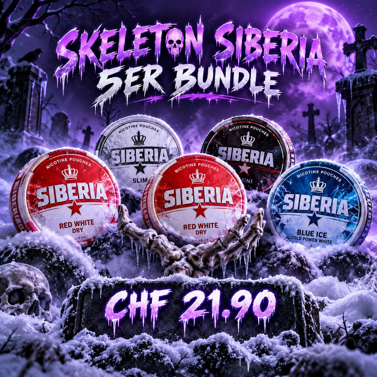 Skeleton Siberia 5er Halloween Snus Bundle
