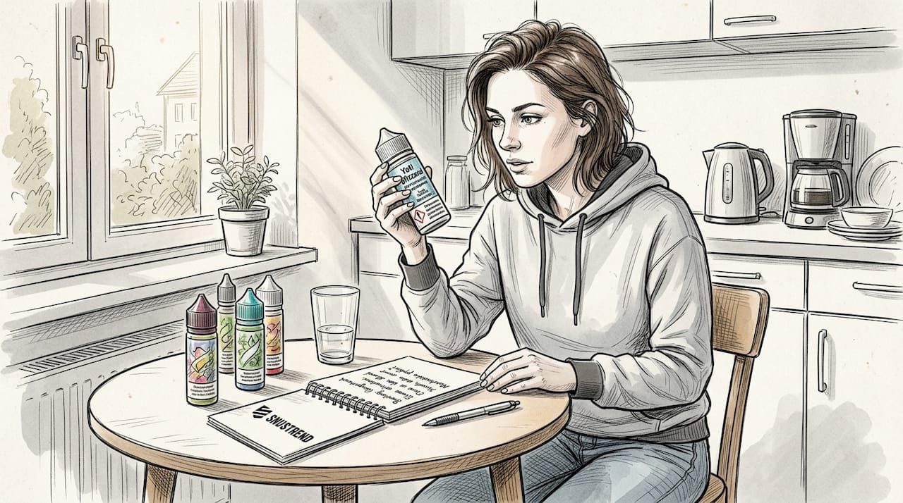 Eine Frau nimmt die Yeti Blizzard Liquid-Flasche genauer unter die Lupe.