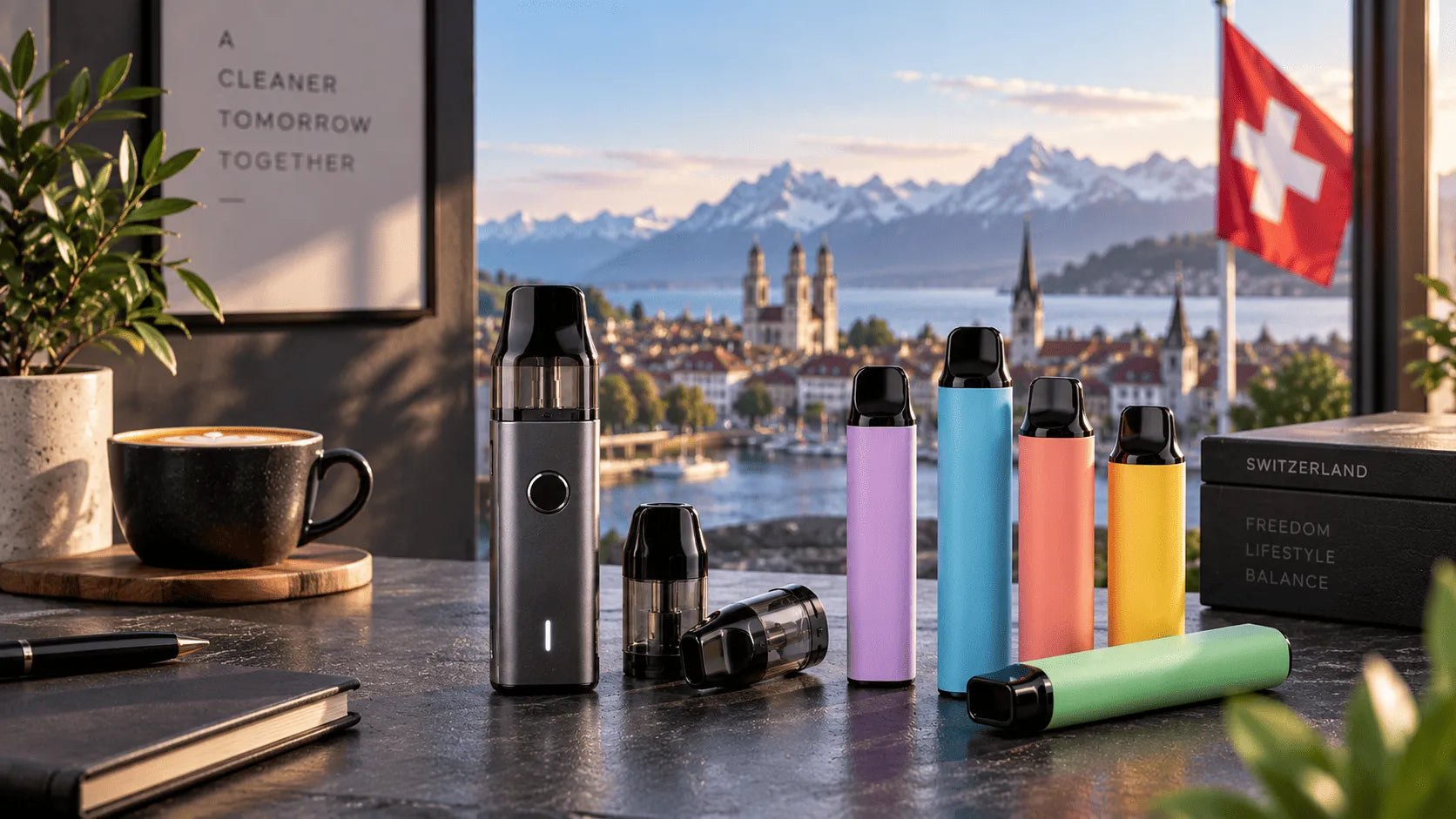 Wiederbefüllbares Pod Kit und Nikotinsalz Liquid Schweiz
