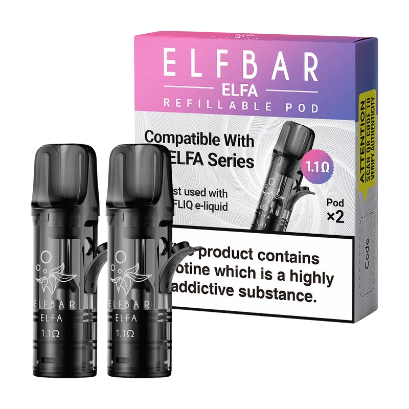 Elfliq - Elfa Turbo - Refillable Empty Pod 2pack 1.1ohm