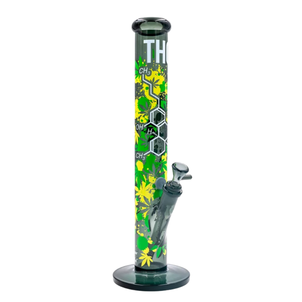 Fire-Flow x Black Leaf - Glas Bong - THC Molecule - 51mm - 40cm