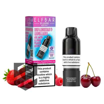 Elf Bar - Plus 50 - Pod & Refill - Strawberry Raspberry Cherry Ice