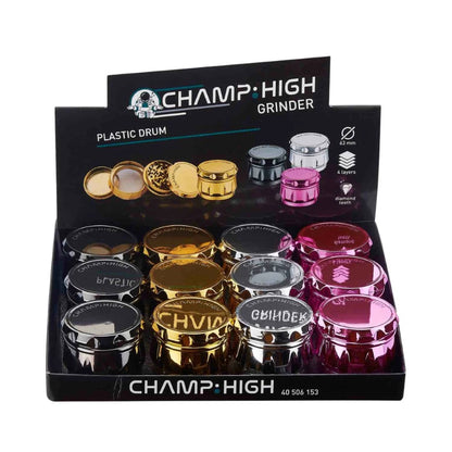 Champ High - Grinder - Plastic Drum - 63mm - 4 Layers -  Gold / Silber / Pink Grau