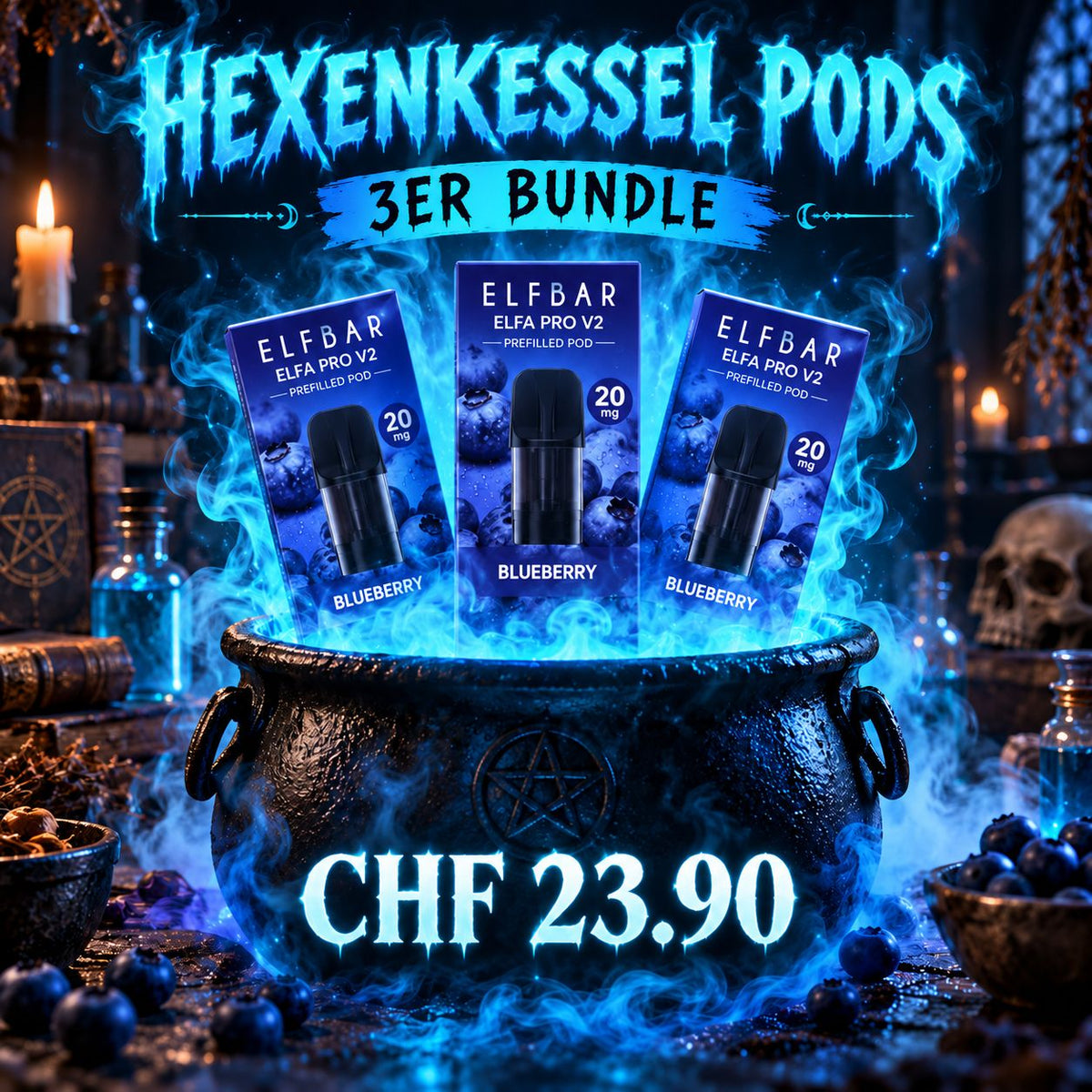 Hexenkessel Pods 3er Elfbar ELFA PRO V2 Blueberry Bundle