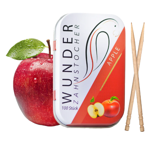 Wonder toothpicks with gea flavor, apple metal tin 100 pcs.